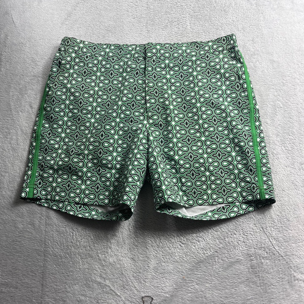 Fair Harbor Mens Green Geometric Link Print Swim Trunks Board Shorts Size L